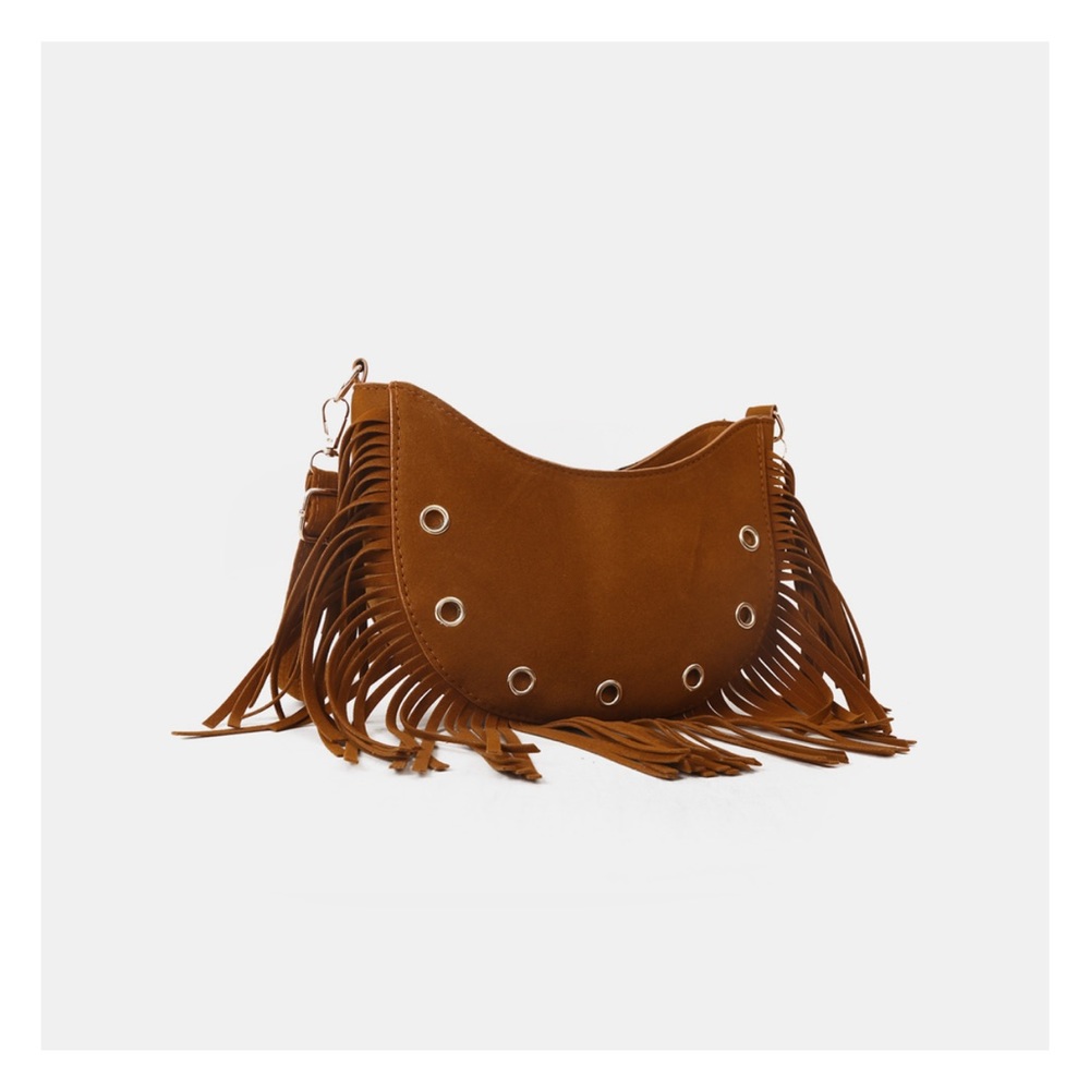💝Boutique~Faux Suede Crossbody w/Fringe🧡